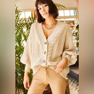 SHEIN Cream Cable Knit Cardigan